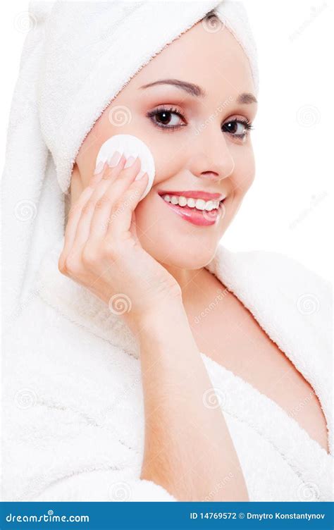 Woman Cleaning Her Face Stock Photo Image Of Makeup 14769572