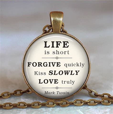 Life Is Short Mark Twain Quote Necklace Literary Quote Etsy