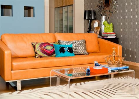 Orange Leather Couch Furniture Homesfeed