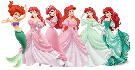 Disney Princess Photo Evolution Of Ariel In Dp Merch Disney Princess Dresses Ariel Pink