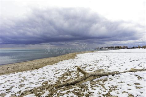 Sand Beach During A Snow Storm Stock Image Image Of Sand Slush 22794975