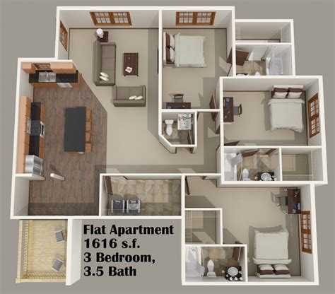 Floor Plan For A 3 Bedroom Flat
