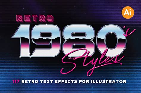 80s Retro Text Graphic Styles For Illustrator Design Cuts
