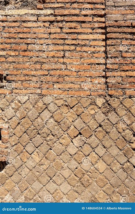 Ancient Roman Brick Wall In Ostia Antica Rome Italy Stock Photo Image