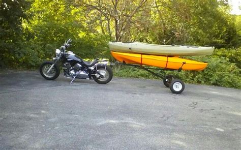 Custom Motorcycle Kayak Trailer With Two Kayaks On It Kayak Trailer