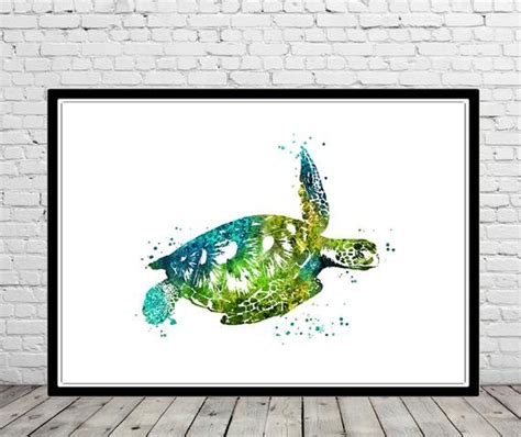 Sea Turtle Watercolor Print Animal Art Ocean Art Sea Life Etsy