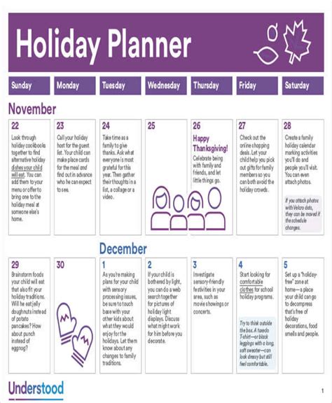 Holiday Planning Calendar Template