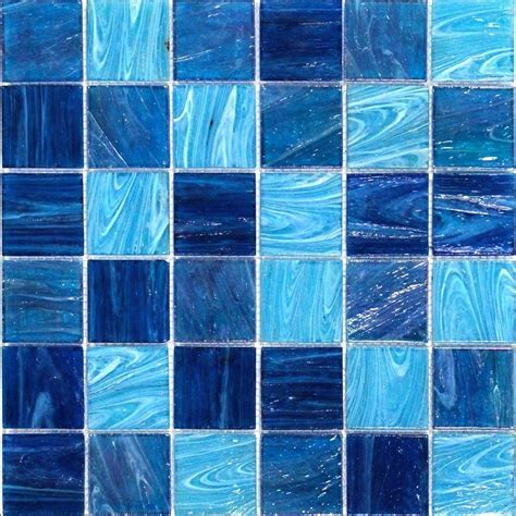 Splashback Tile Aqua Blue Ocean Mesh Mounted Squares 11 3 4 In X 11 3 4 In X 5 Mm Glass Mosaic