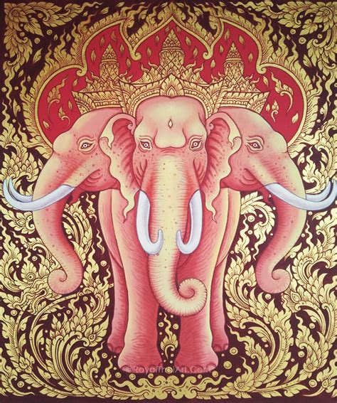 Stunning Erawan Elephant Painting For Sale Royal Thai Art