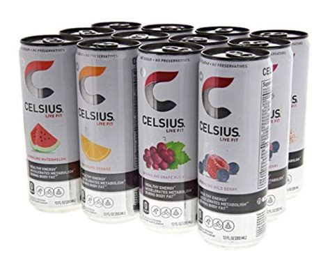 Celsius Fitness Drink Carbonated 5 Flavor Variety Pack Zero Sugar