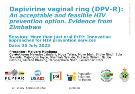 Dapivirine Vaginal Ring Dpv R An Acceptable And Feasible Hiv