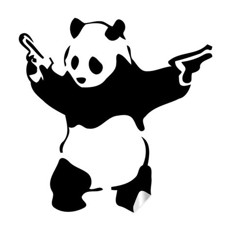 Banksy Panda With Shooting Guns Wall Sticker Art Graffiti Etsy