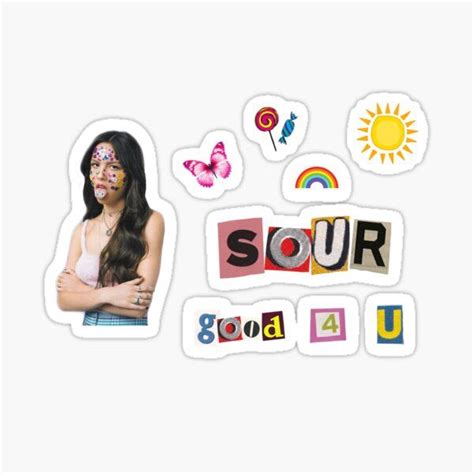 A Sticker With The Words Sour Good 4u And An Image Of A Womans Face