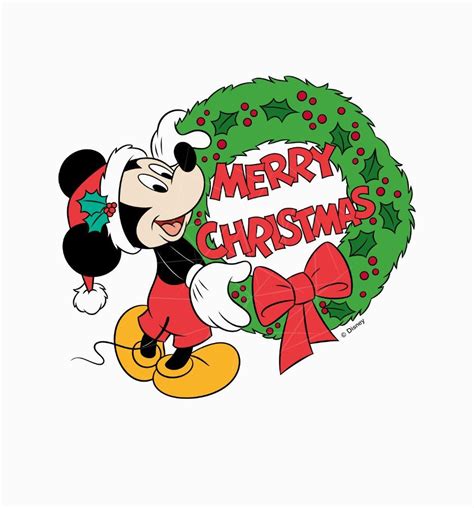 Merry Christmas Mickey Mouse Holiday Wreath Png Free Download Files