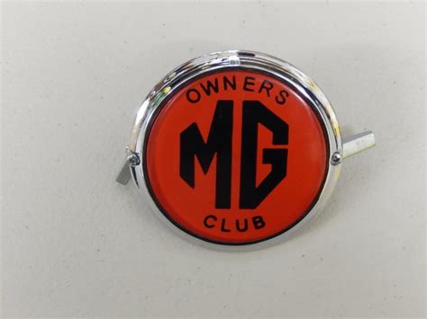 Vintage Chrome Auto Car Badge Mg Owners Club Bright Red Version Catawiki