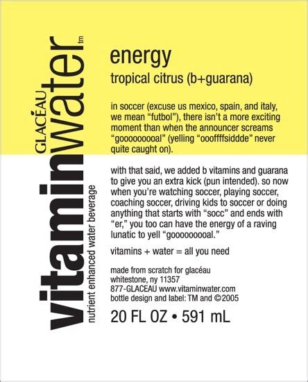 Vitamin Water Label