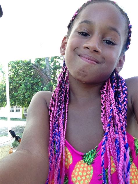 Unique styles to make you stand out. Pink and blue mixed box braids. Perfect for little girls ...