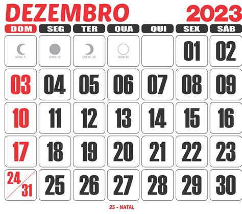 Calendário 2023 Dezembro - Imagem Legal