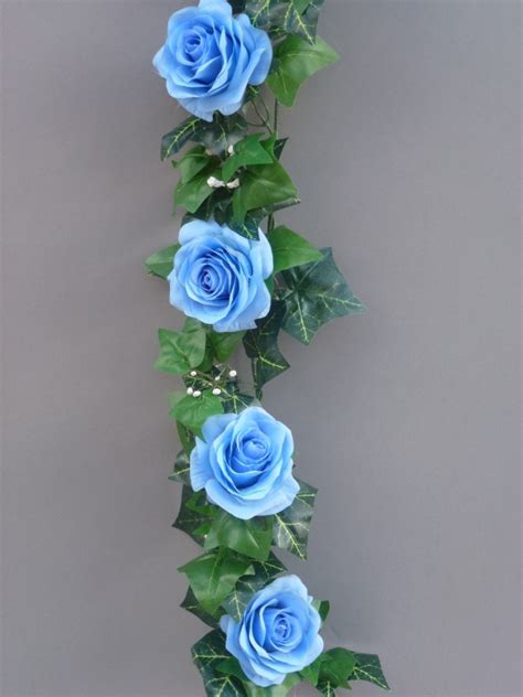 Light Blue Artificial Silk Roses Garland Artificial Flower Studio