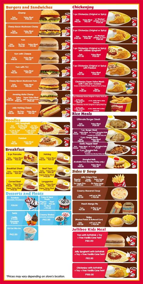 Or intolerance please email the kitchen direct lou@simplyprepmeals.co.uk. Menu Price List Â« Jollibee Foods Corporation | Jollibee
