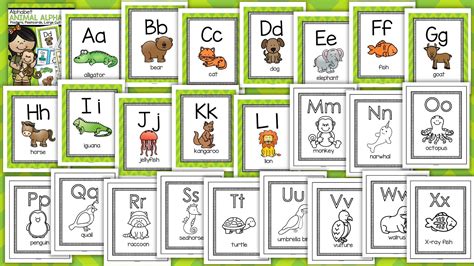 Alphabet Animals Posters, Flash Cards, Game Cards, Large Cut-outs ...