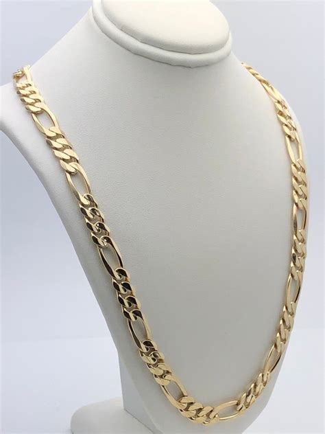 Men S 14k Yellow Gold Solid Figaro Chain Necklace Link 20 7 75mm 52 Grams Ebay