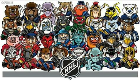 A New Photo Of All 32 Mascots Of The Nhl In Chibi Size Nhl