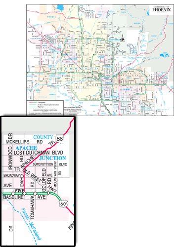 Metropolitan Phoenix Arterial Streets Notebook Map Gloss Laminated 10