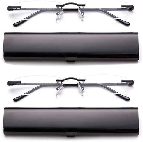 buy newbee fashion portable compact reading glasses in aluminum case metal rectangle rimless
