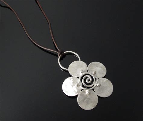 Silver Flower Pendant Sterling Silver Flower Necklace Pendant Silver