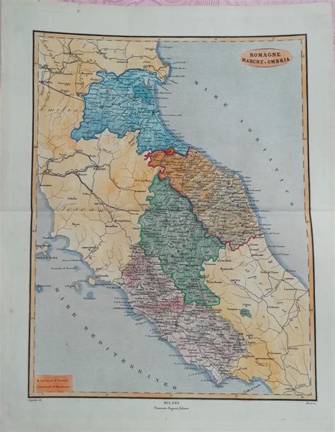 17 in provincia di bari, 1 in provincia di brindisi, 4. Dettagli su Romagna, Marche e Umbria, 1865 mappa dell ...