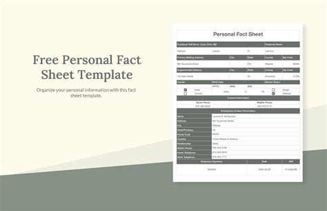 Personal Fact Sheet Template In Excel Google Sheets Download Template Net