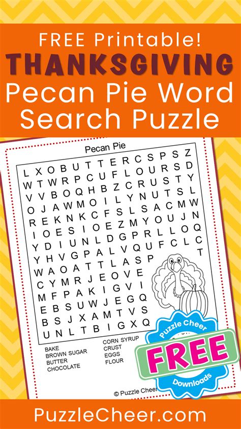 Thanksgiving Pecan Pie Word Search Puzzle Puzzle Cheer