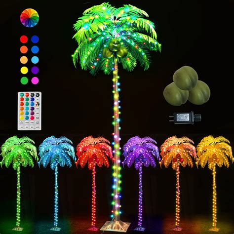 Buy 6ft Colorful Lighted Palm Trees Multi Color Artificial Palm Tree