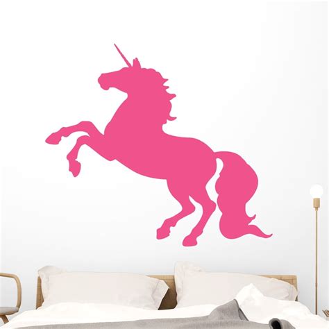 Rearing Hot Pink Unicorn Wall Decal By Wallmonkeys Peel And Stick