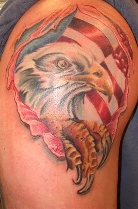 American Flag Ripped Skin Tattoo