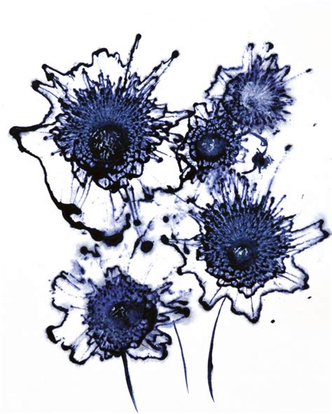 Original Art Painting Abstract Flower Series Indigo Blue