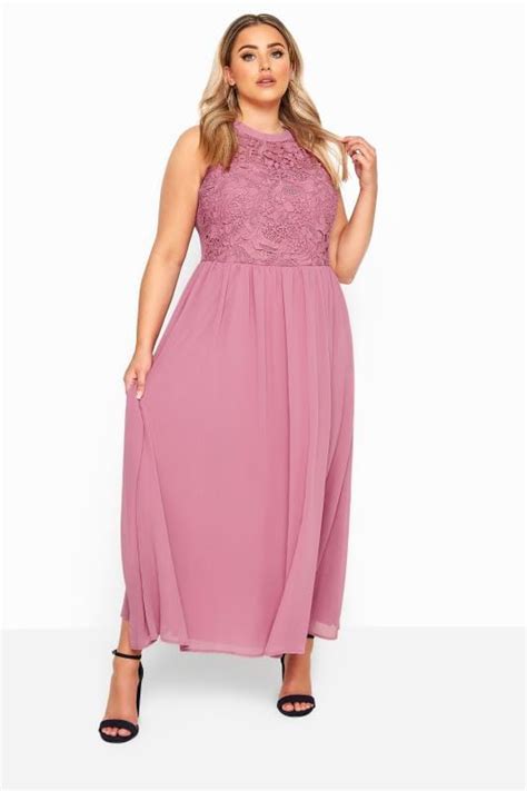 Yours London Pink Lace Maxi Dress Yours Clothing
