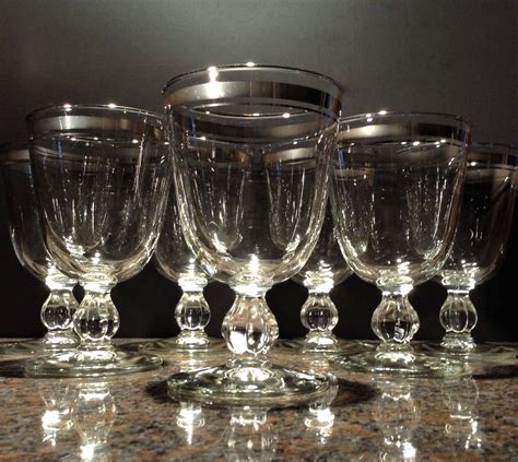 Stemmed Water 8 Libbey Silver Foliage 9 Ounce Goblets Wine Glasses Drink And Barware Barware