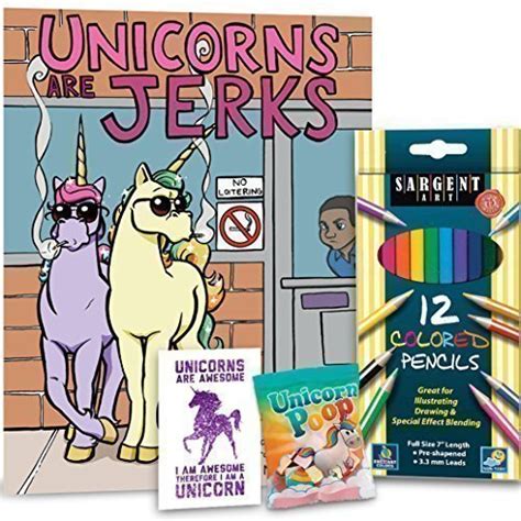 Unicorns Are Jerks Coloring Book Art Set Adult Coloring Books Bundle