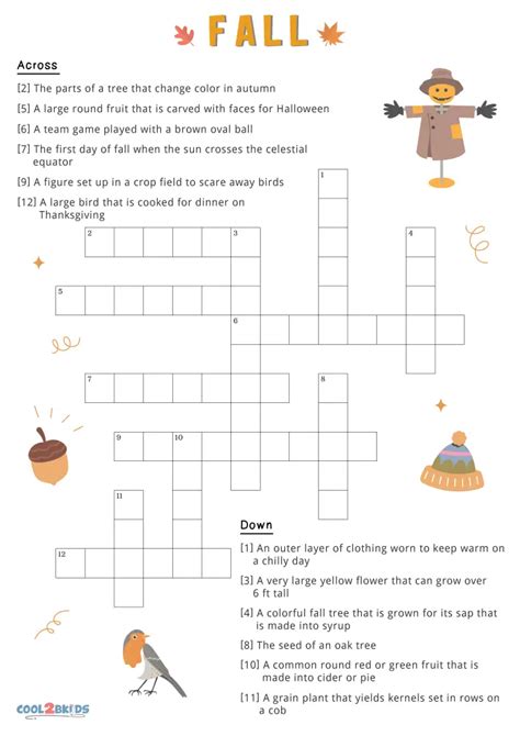 Free Printable Fall Crossword Puzzles