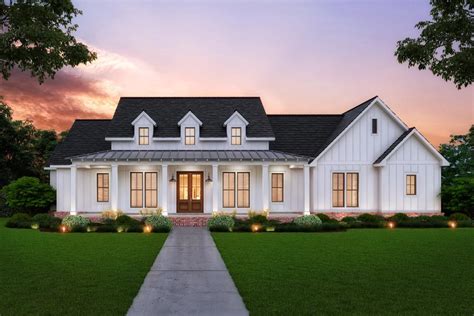 3 Bedroom Modern Farmhouse With Wrap Around Front Porch 56467sm
