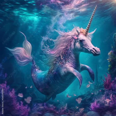 Unicorn Mermaid Generative Ai Ilustração Do Stock Adobe Stock