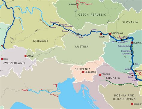 Map Of Danube River Color 2018