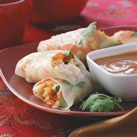 Spring rolls are the vegetarian super light, crispy and tender vegetarian appetizer cousin of the traditional egg roll. Asian Spring Rolls Recipe | Taste of Home