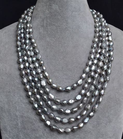 Gray Pearl Necklacelong Pearl Necklaces100 Inches By Weddingpearl 38
