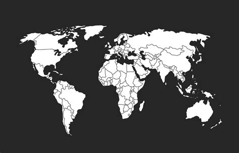 White World Map On Black Background With Country Borders 20850308