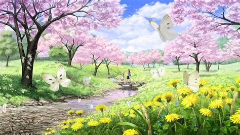 hd wallpaper illustration of anime landscape animation plant flower flowering plant
