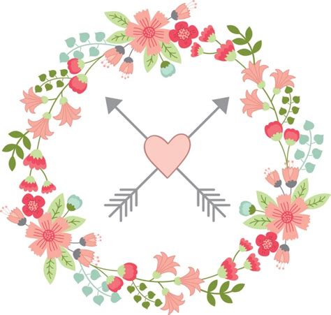 Floral Wreath Pink Love Heart Wall Sticker