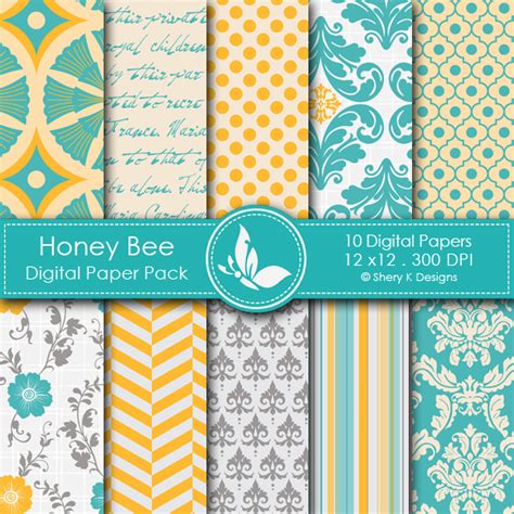 Honey Bee Digital Papers Shery K Designs